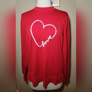 Marled Vibrant Red Love Heart Sweater‎ Size Medium
